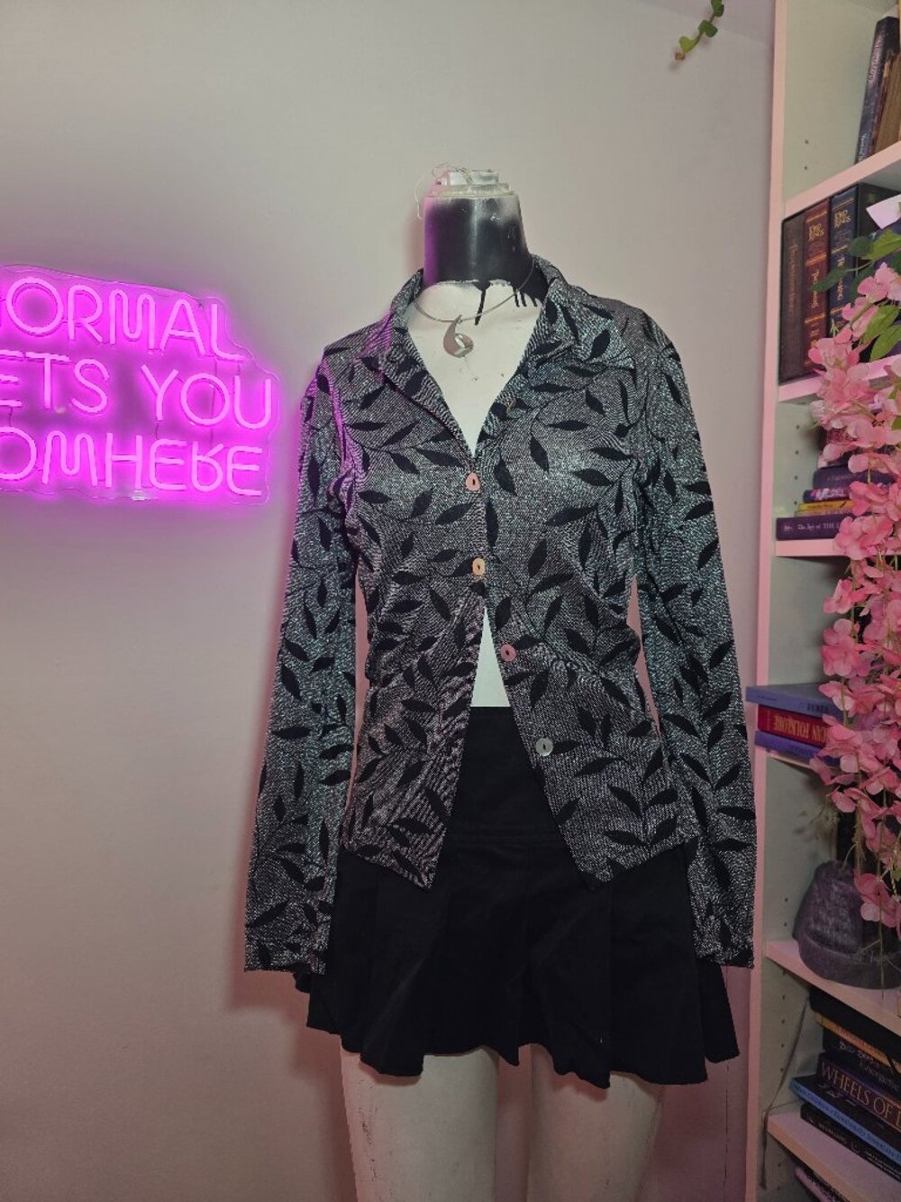 Whimsigoth silver button up blouse